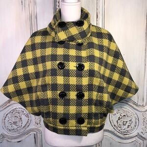 Twenty One Chartreuse and Gray Plaid French Vibes Double Breasted Jacket Size M